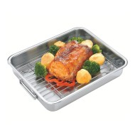 Assadeira 39cm Por 33cm 6,4 Litros Com Grelha Retangular Aço Inox Tramontina